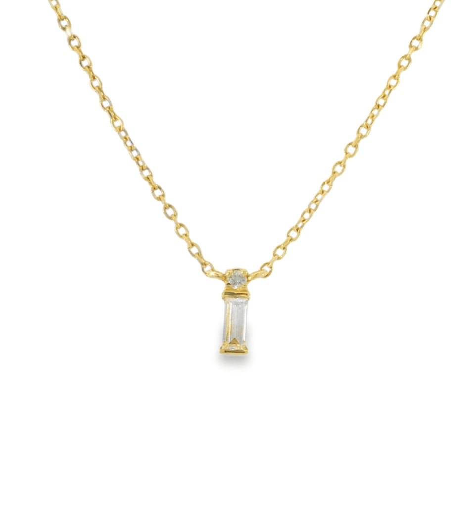 14KY Emerald Cut Diamond Necklace - .13ctw 18inches - Diamonds By Rothschild