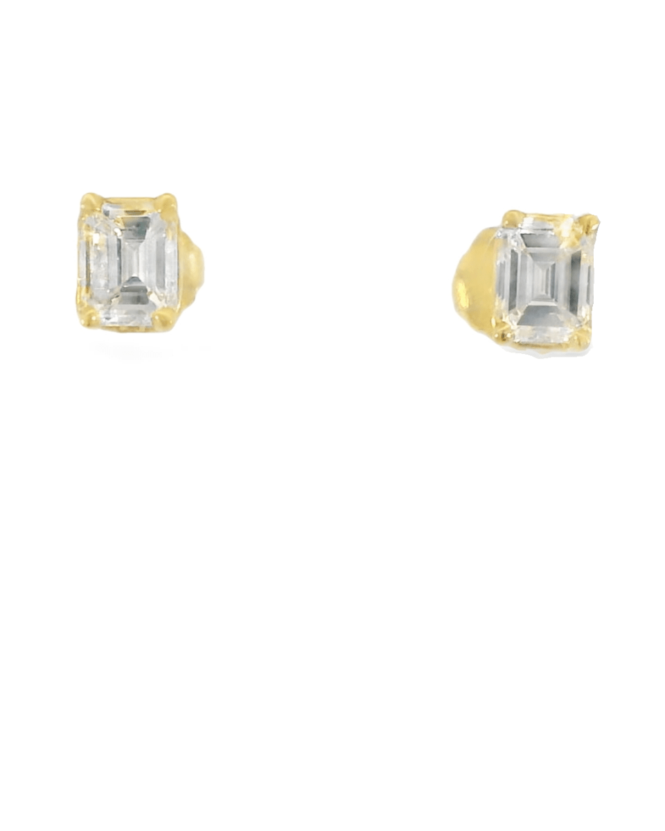 14KY Emerald Cut Diamond Studs - GIA E VS 1.05CTTW - Diamonds By Rothschild