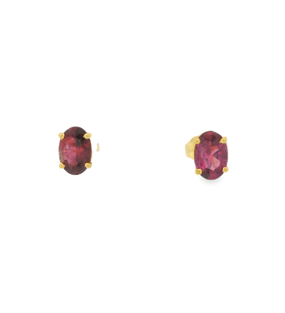14KY Oval Ruby Stud Earrings - 0.75ctw - Diamonds By Rothschild