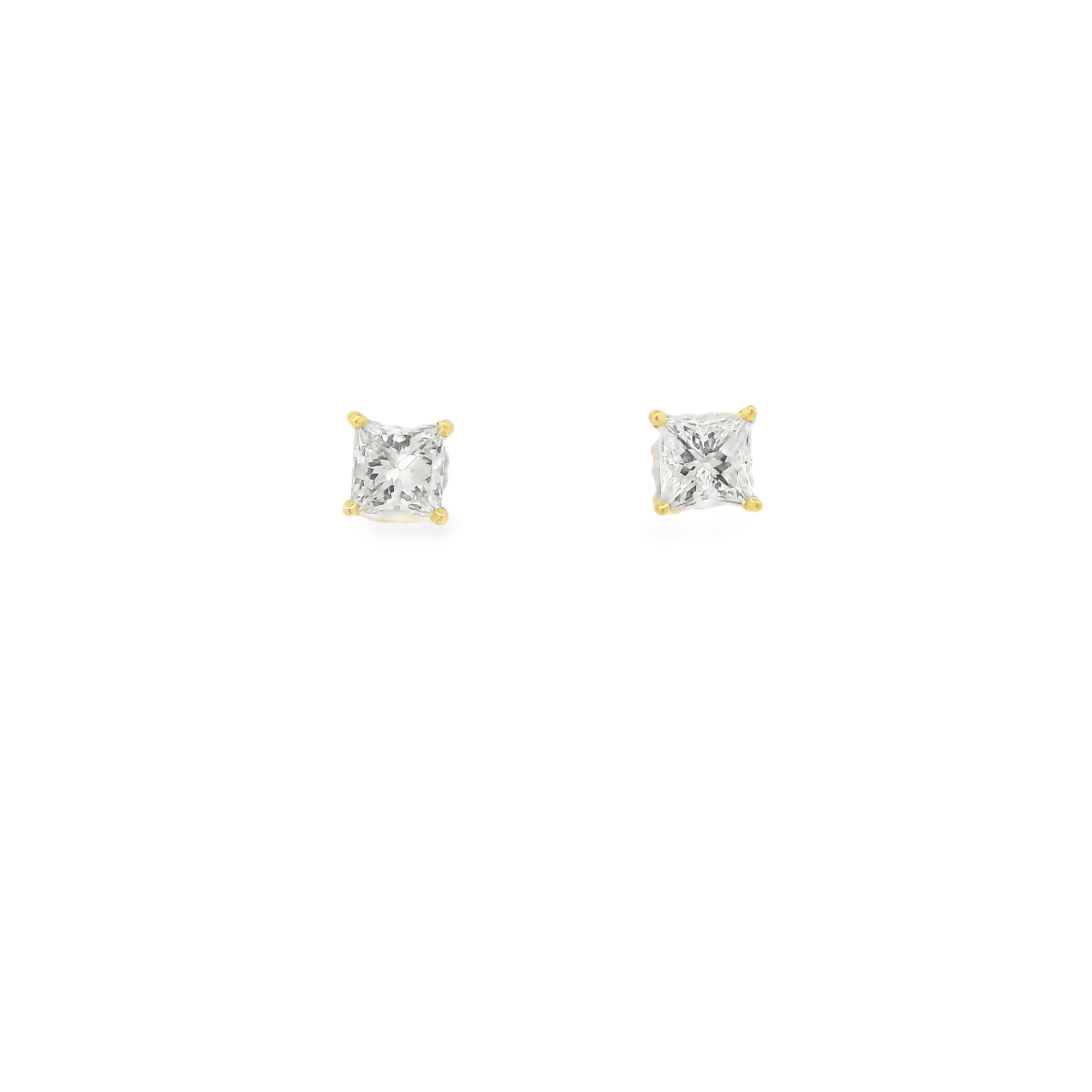 14KY Princess Cut Studs - 1.59cttw H VS GIA Certified - Diamonds By Rothschild