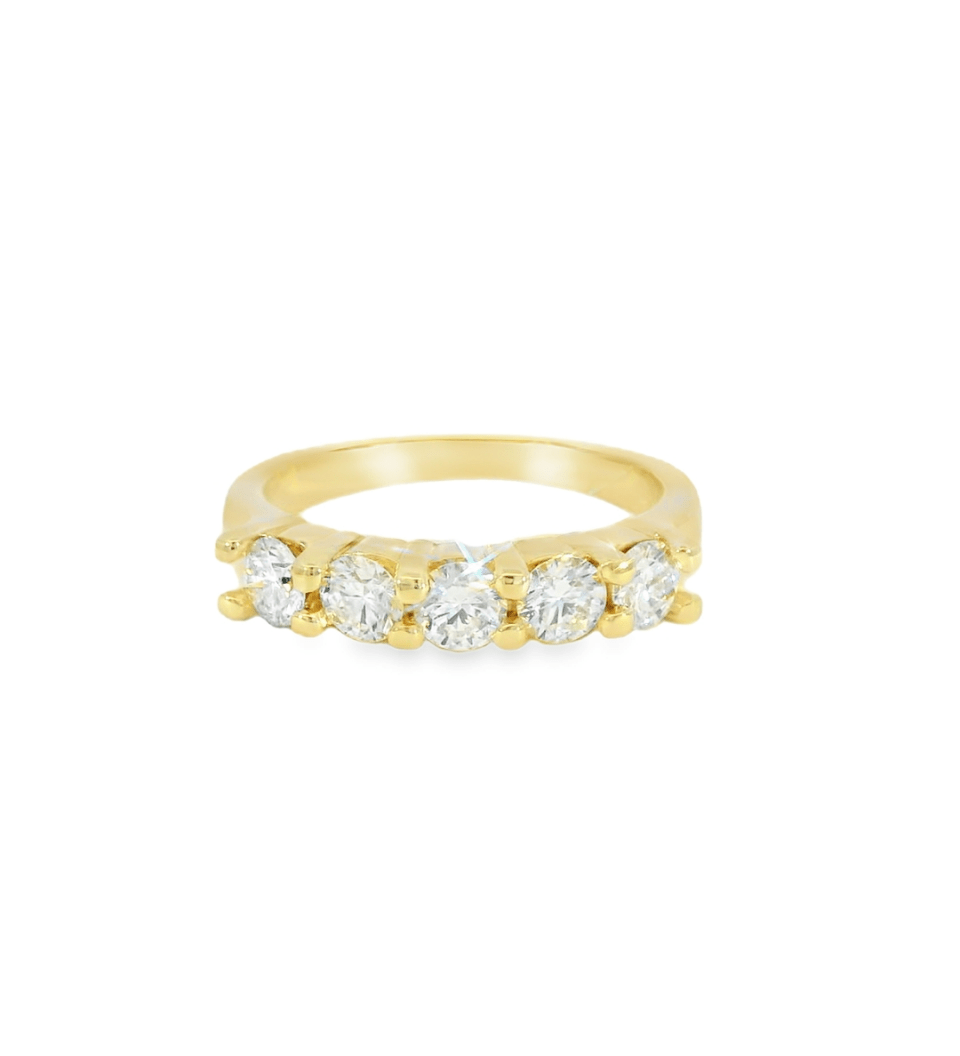 14KY Shared prong 5 - stone Diamond Wedding Band - 0.95ctw - Diamonds By Rothschild