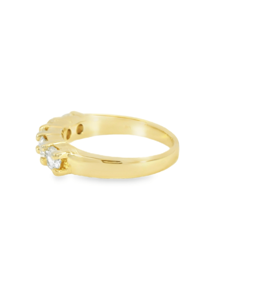 14KY Shared prong 5 - stone Diamond Wedding Band - 0.95ctw - Diamonds By Rothschild