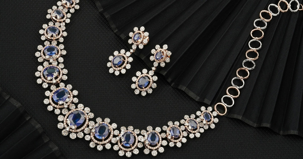 Custom Necklace with round diamonds and sapphires