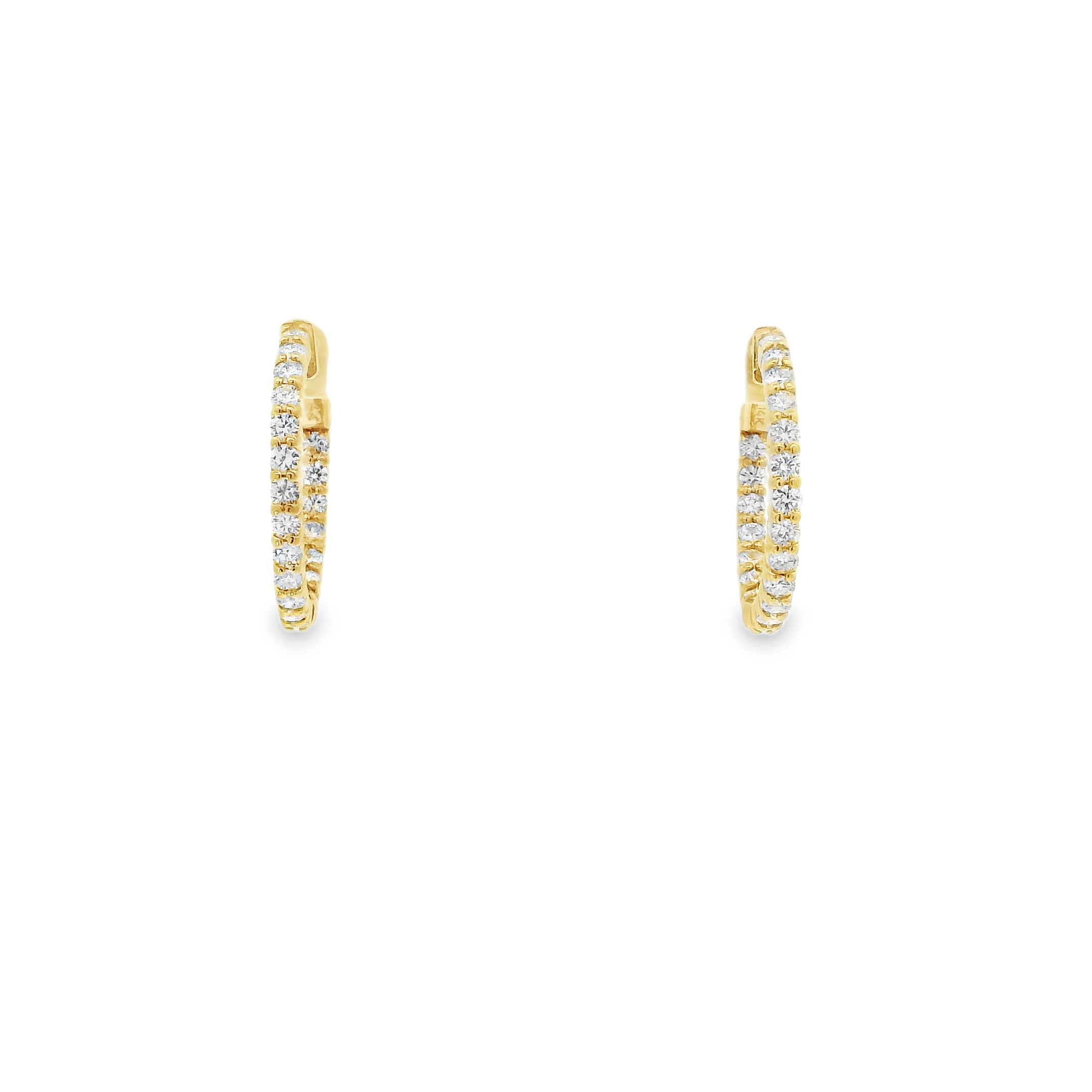 14KY Diamond Inside-Out Hoops 1.75cttw - Front View