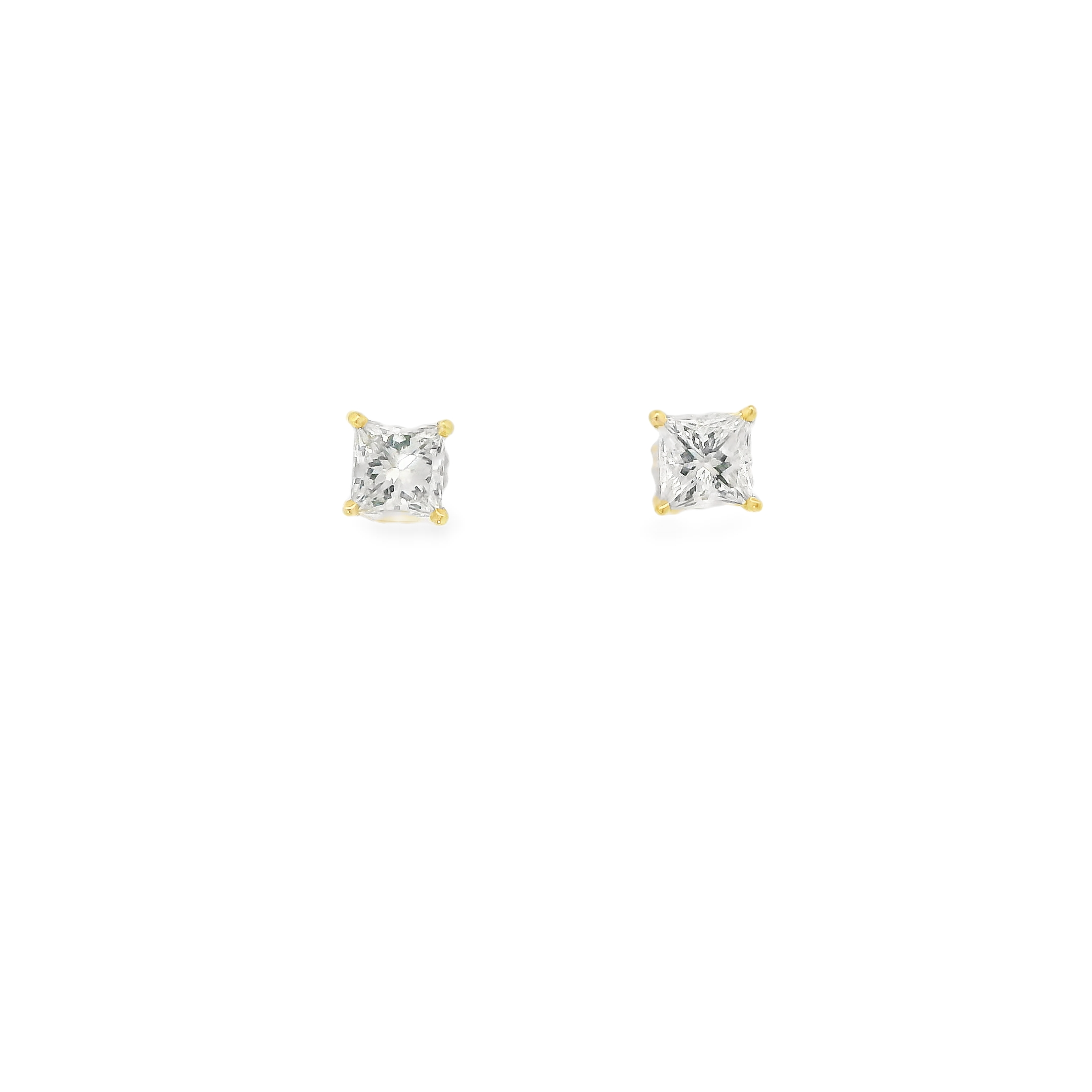 14KY Princess Cut Studs - 1.59cttw H VS GIA Certified - Front View