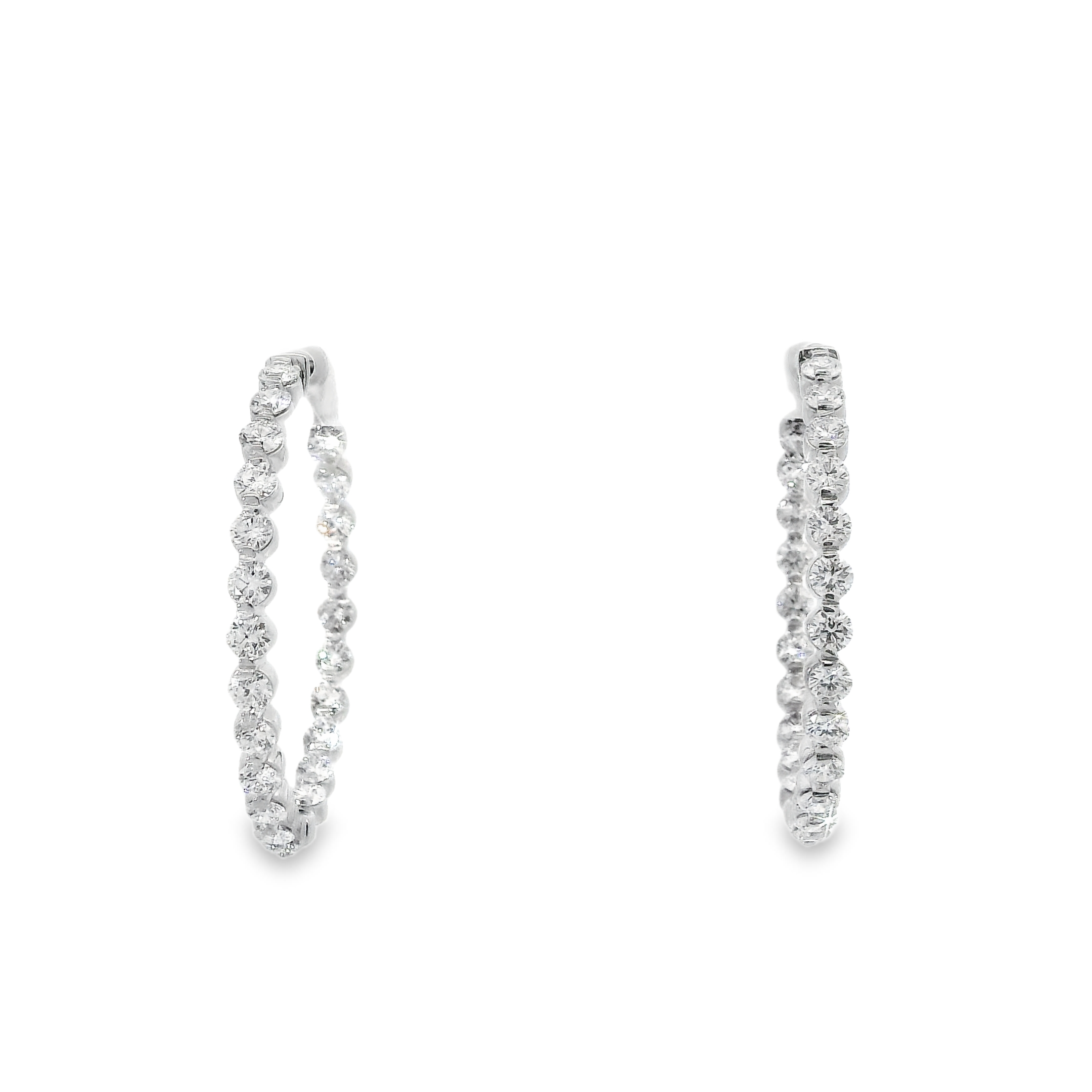 14KW Diamond Inside-Out Hoops, 35mm, 3.93cttw D-G SI - Front View