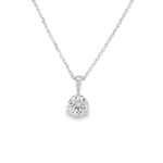14KW Round Diamond Solitaire Necklace - .71ct E I2 16-18in - Front View