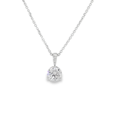 14KW Round Diamond Solitaire Necklace - .71ct E I2 16-18in - Front View