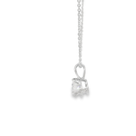 14KW Round Diamond Solitaire Necklace - .71ct E I2 16-18in - Side View