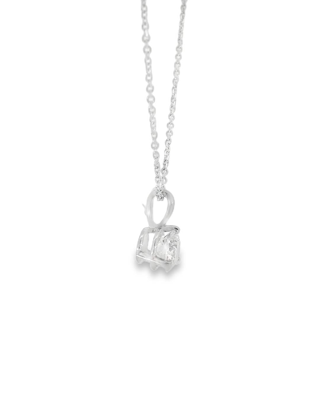 14KW Round Diamond Solitaire Necklace - .71ct E I2 16-18in - Alt View