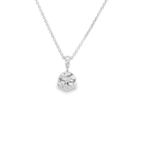 14kt white gold solitaire necklace with 1.01ct round diamond - front view