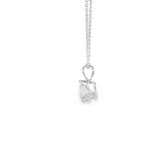 14kt white gold solitaire necklace with 1.01ct round diamond - left view