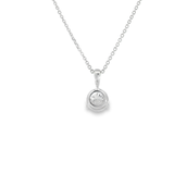 14kt white gold solitaire necklace with 1.01ct round diamond - back view
