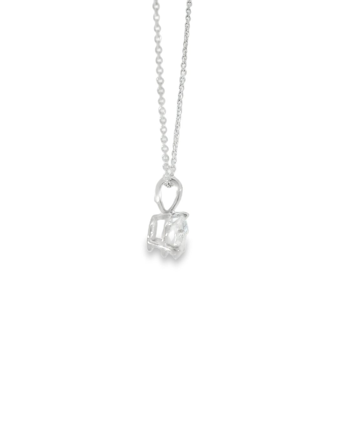 14kt white gold solitaire necklace with 1.01ct round diamond - right view