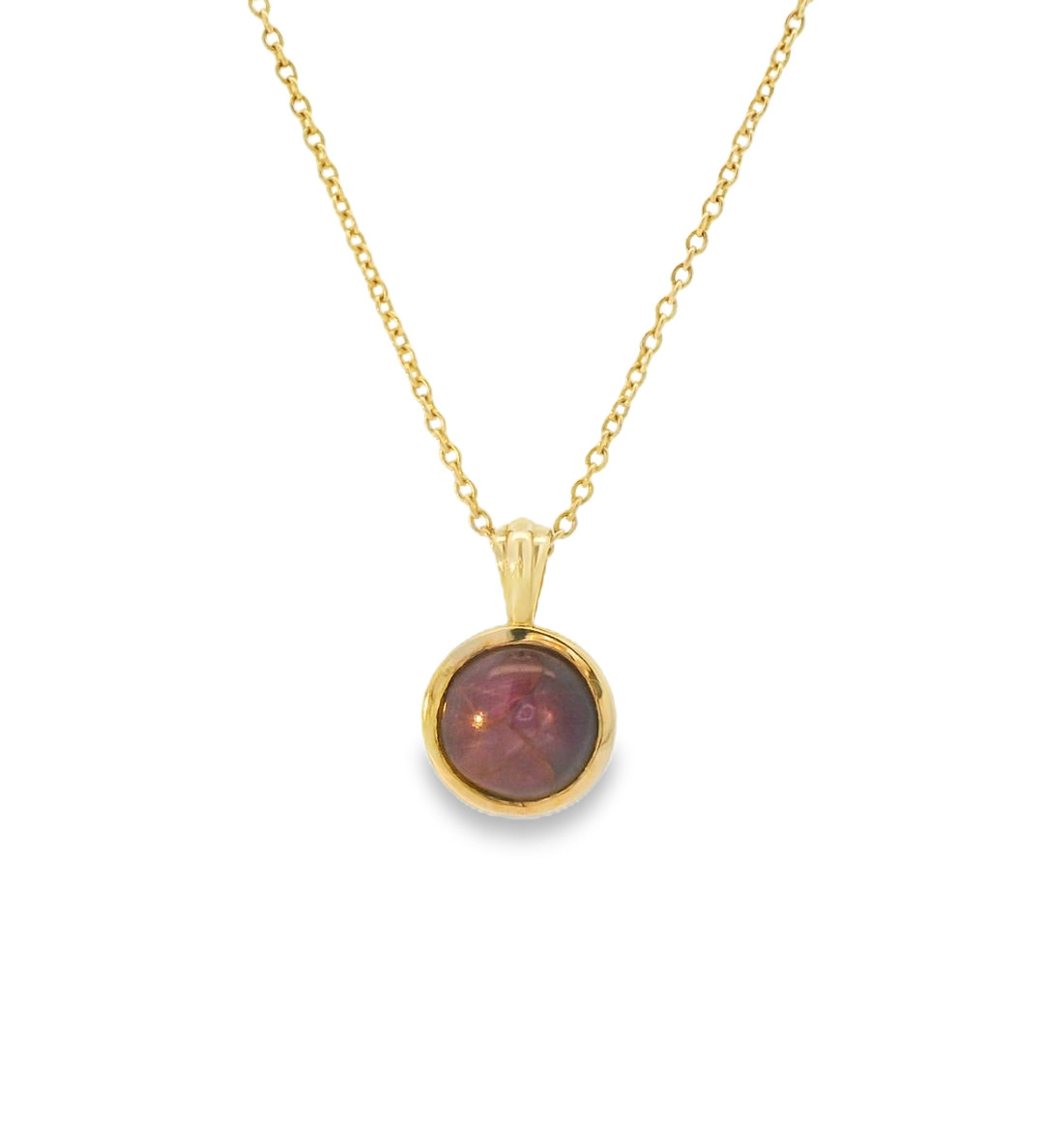 14KY Star Ruby Necklace - 2.98ct, 16-18in chain - Front View