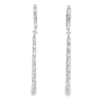 18KW Baguette Diamond Dangle Earrings 0.90cttw - front view