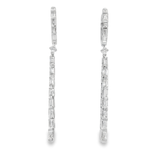 18KW Baguette Diamond Dangle Earrings 0.90cttw - front view