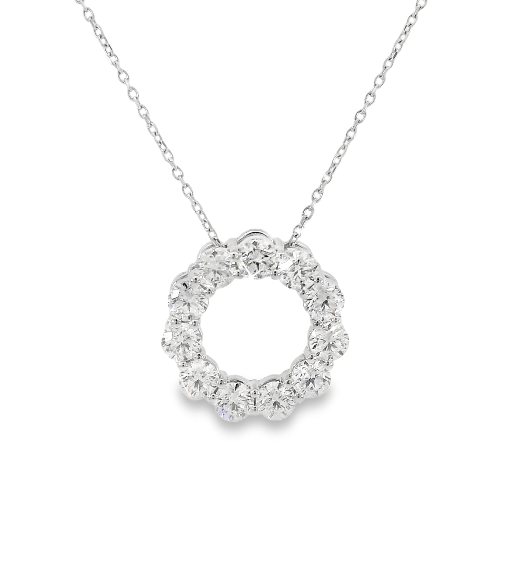 14KW Diamond Circle Pendant - 2.20cttw, 16-18in chain - Front View