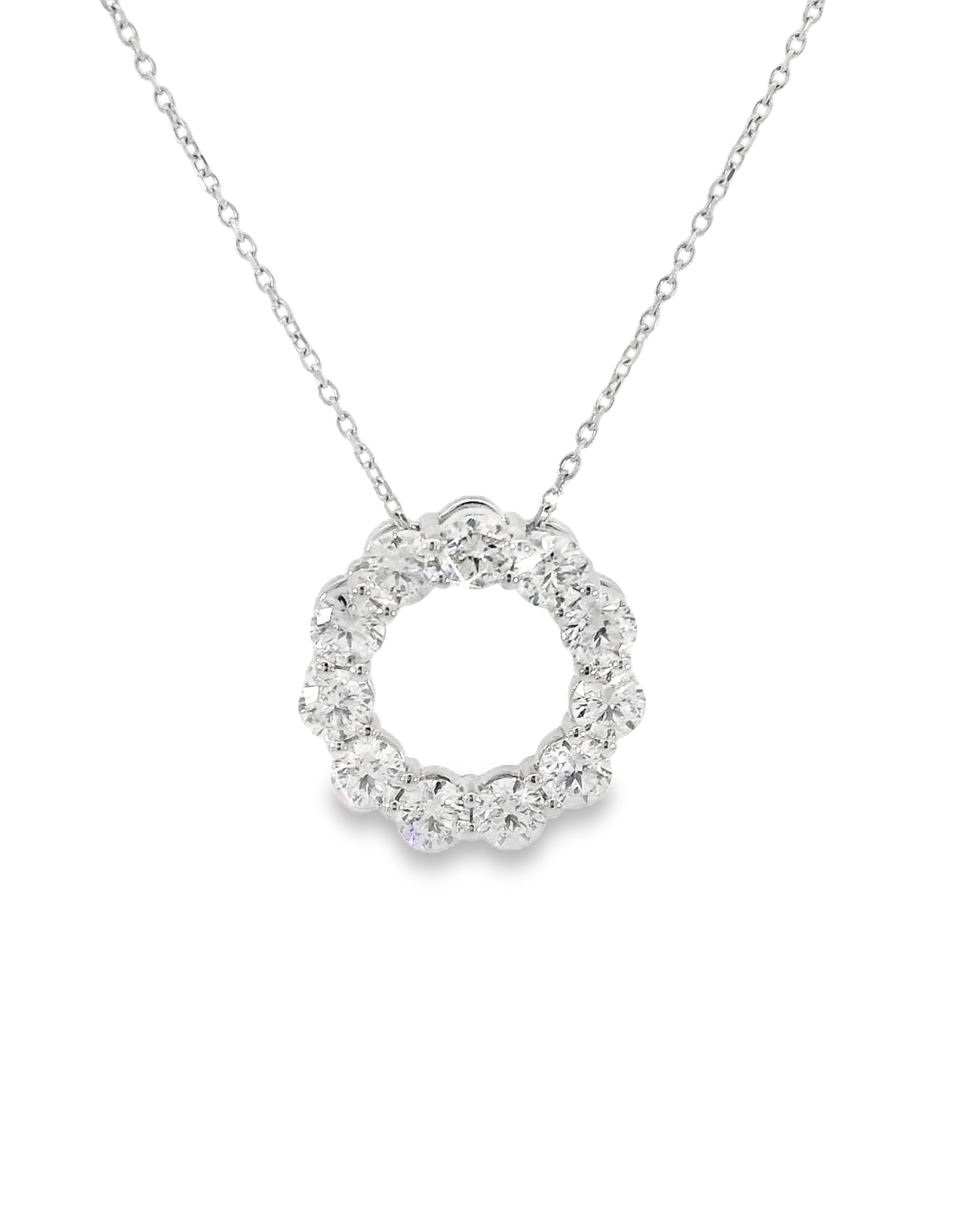 14KW Diamond Circle Pendant - 2.20cttw, 16-18in chain - Front View