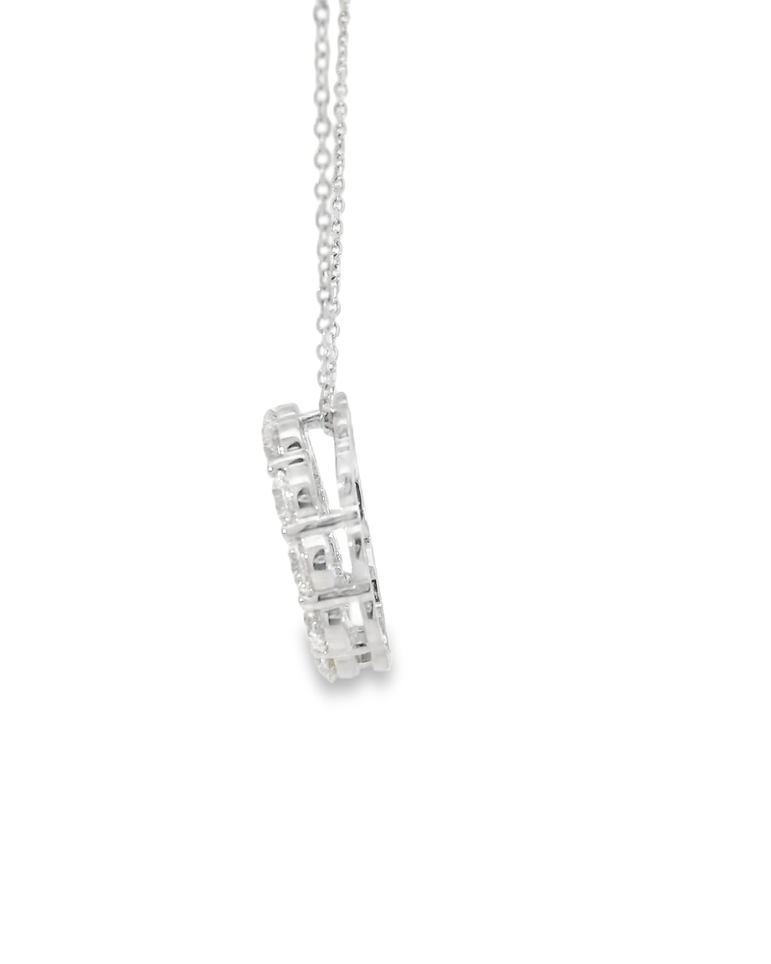 14KW Diamond Circle Pendant - 2.20cttw, 16-18in chain - Side View