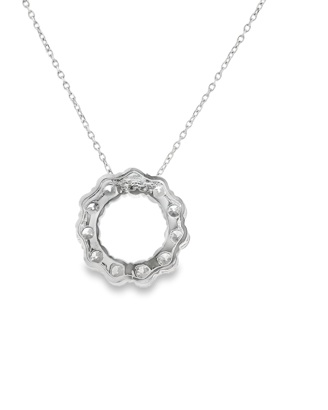 14KW Diamond Circle Pendant - 2.20cttw, 16-18in chain - Back View