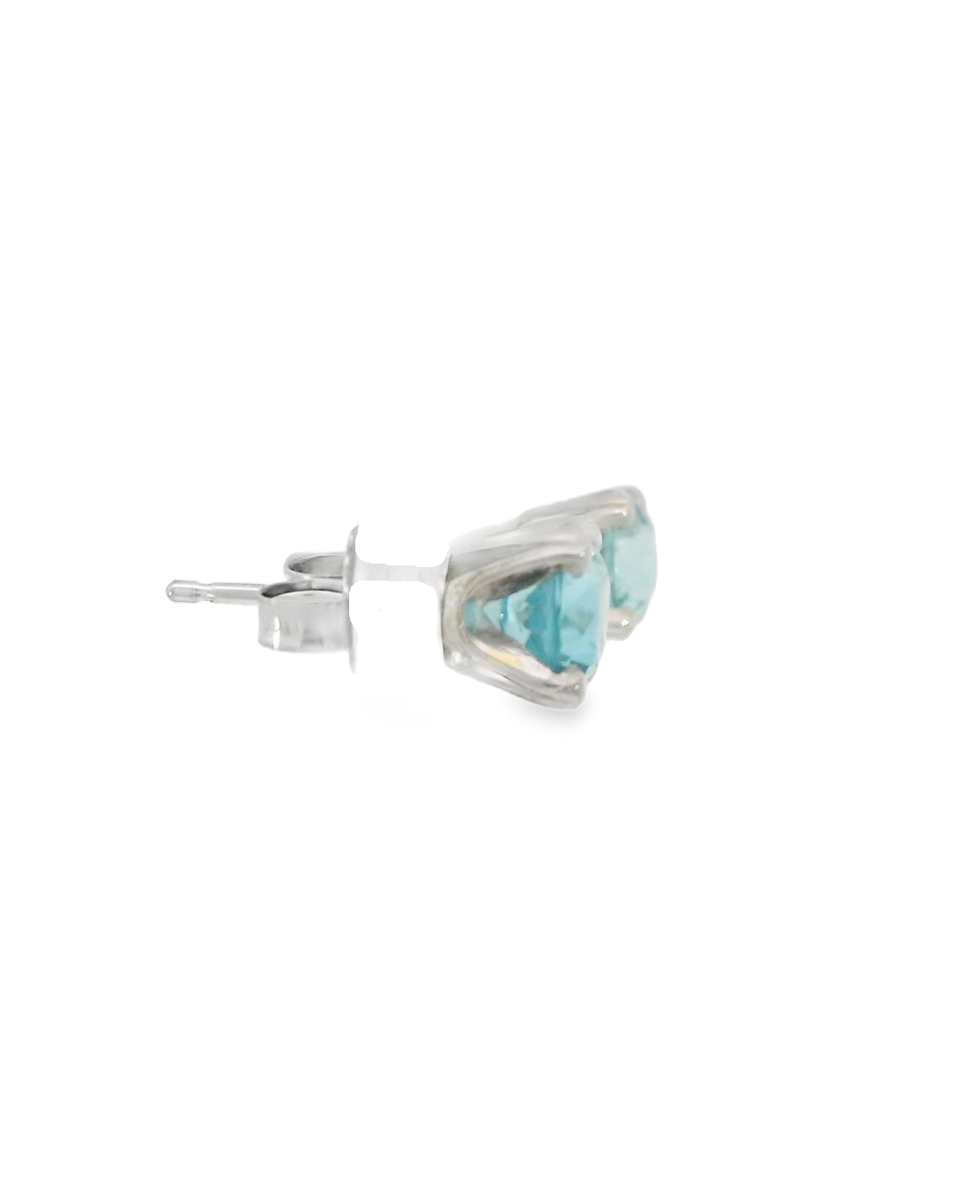 14KW Blue Zircon Stud Earrings - 2.28ctw - Right View