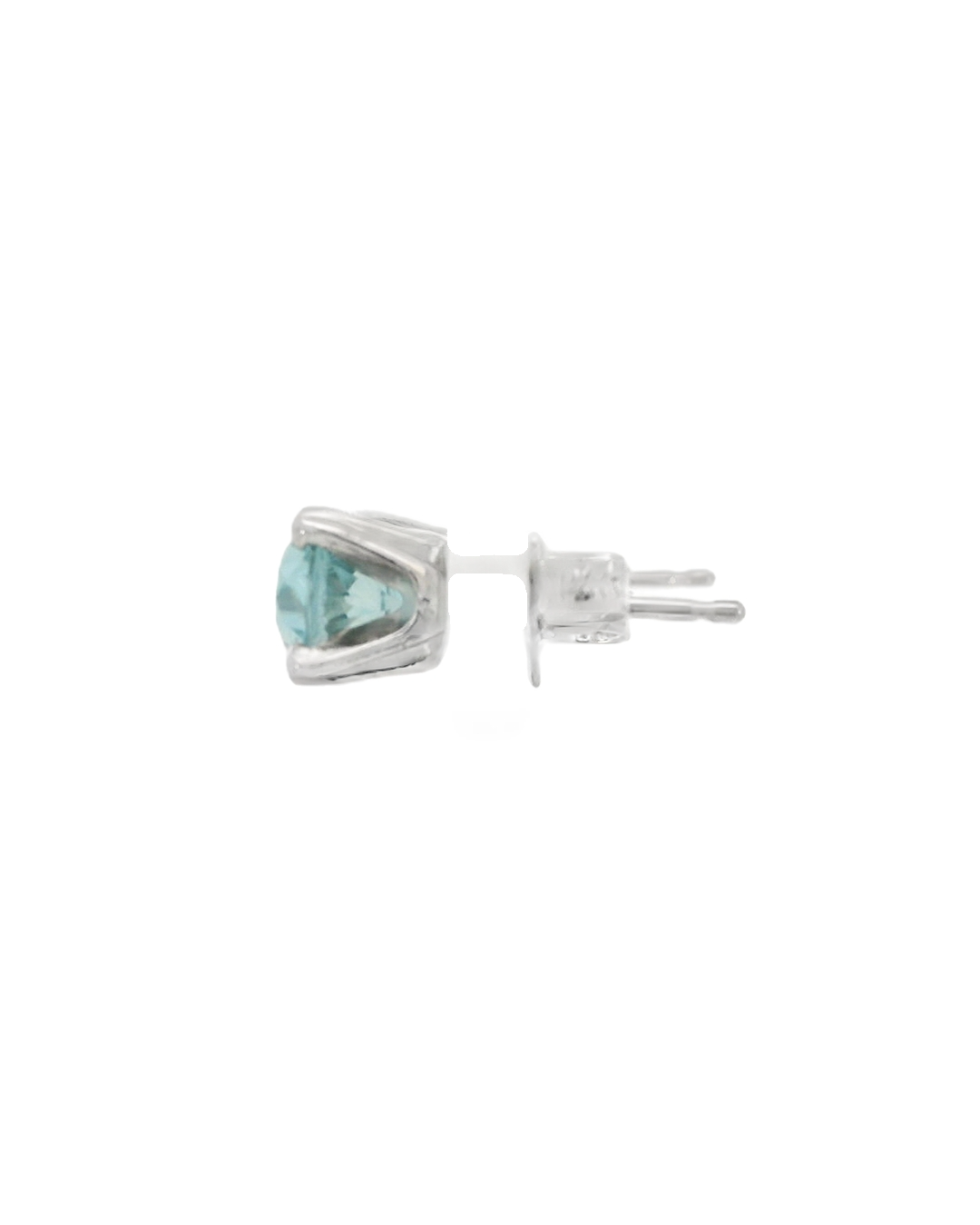 14KW Blue Zircon Stud Earrings - 2.28ctw - Left View
