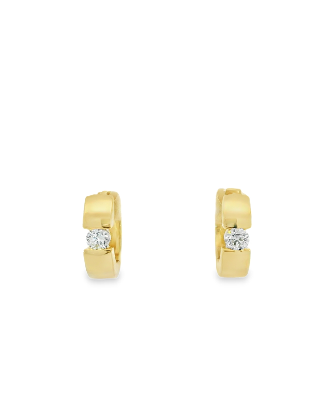14KY Diamond Huggie Earrings in Yellow Gold - 0.21ctw - Front View