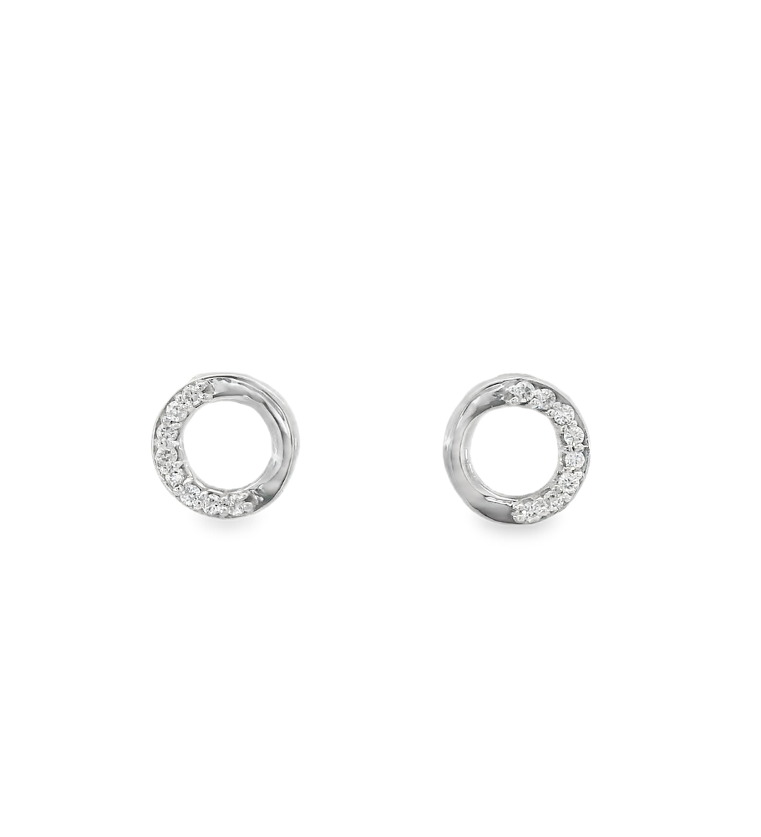 14KW Circle Diamond Studs - 0.10ctw - Front View