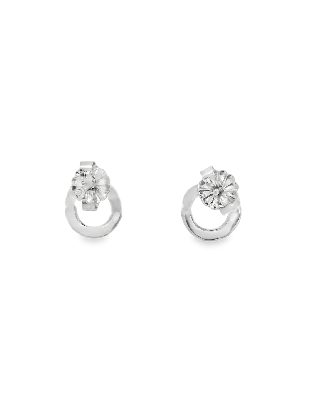 14KW Circle Diamond Studs - 0.10ctw - Back View