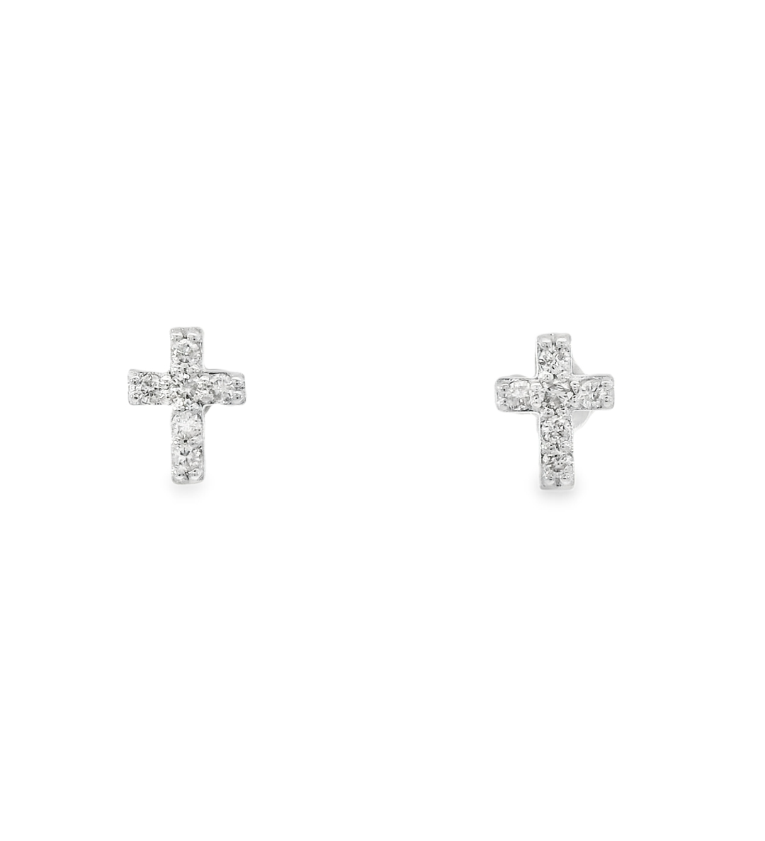 14KW Diamond Cross Stud Earrings - 0.25ctw - Front View