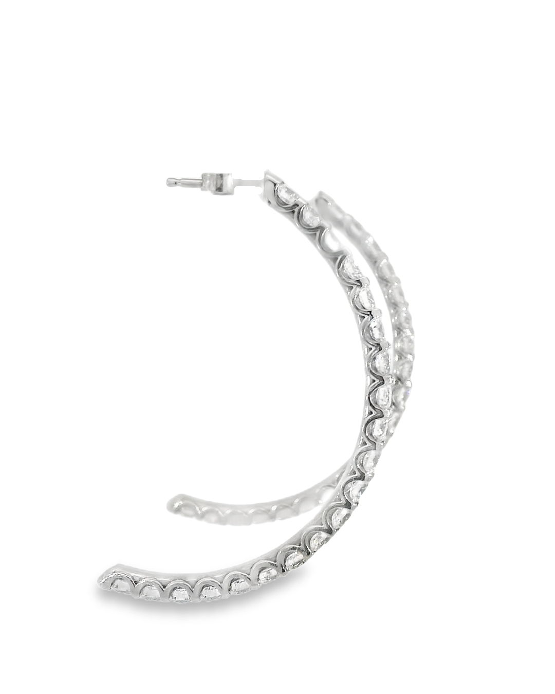 14KW Diamond Half-Hoop "J Shape" Earrings - 3.76ctw - Right View