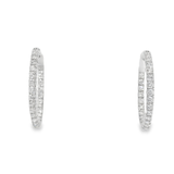 14KW Inside-Outside Diamond Hoop Earrings - 1.50ctw - Front View