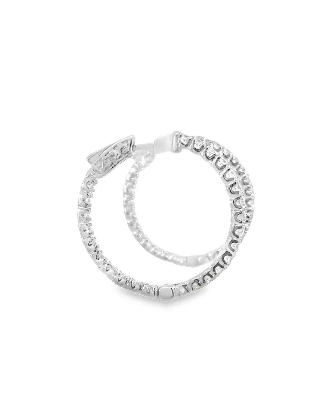 14KW Inside-Outside Diamond Hoop Earrings - 1.50ctw - Right View