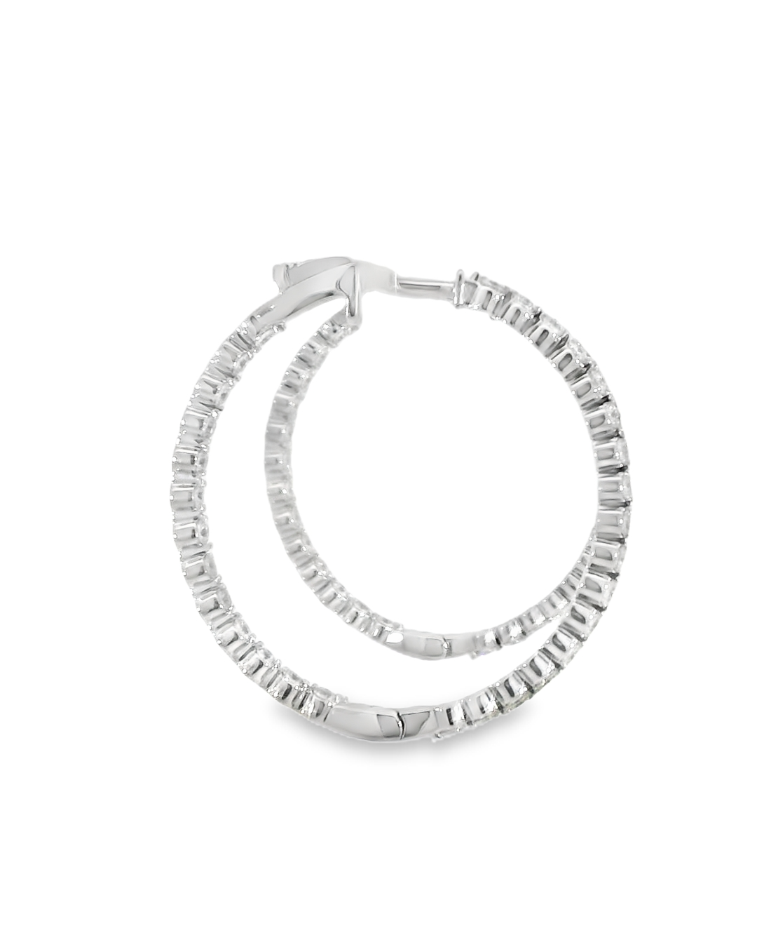 14KW Inside-Outside Diamond Hoop Earrings - 2.19ctw - Right View