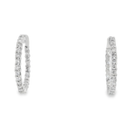 14KW Inside-Outside Diamond Hoop Earrings - 1.50ctw - Front View