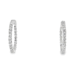14KW Inside-Outside Diamond Hoop Earrings - 1.50ctw - Front View