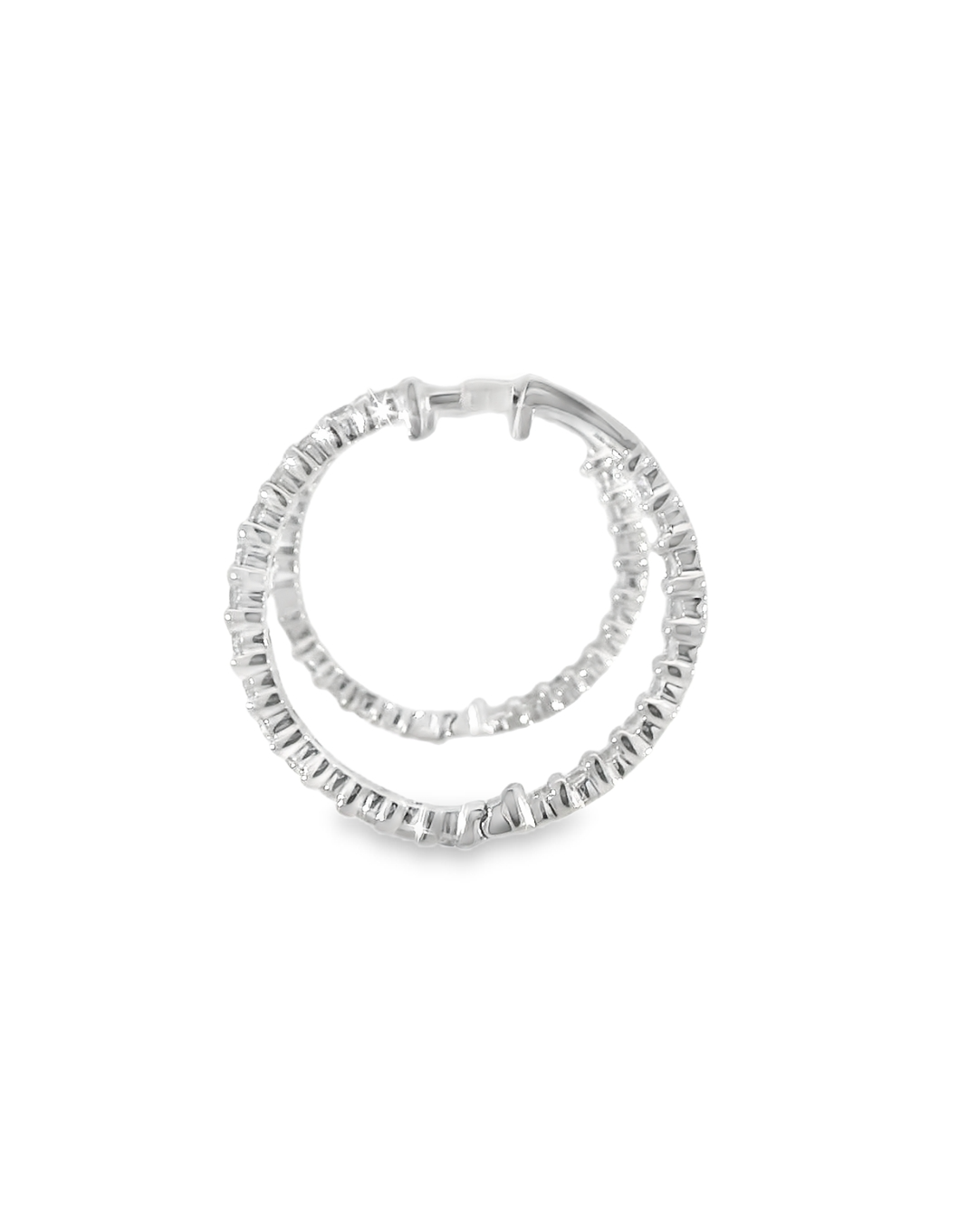 14KW Inside-Outside Diamond Hoop Earrings - 1.50ctw - Left View