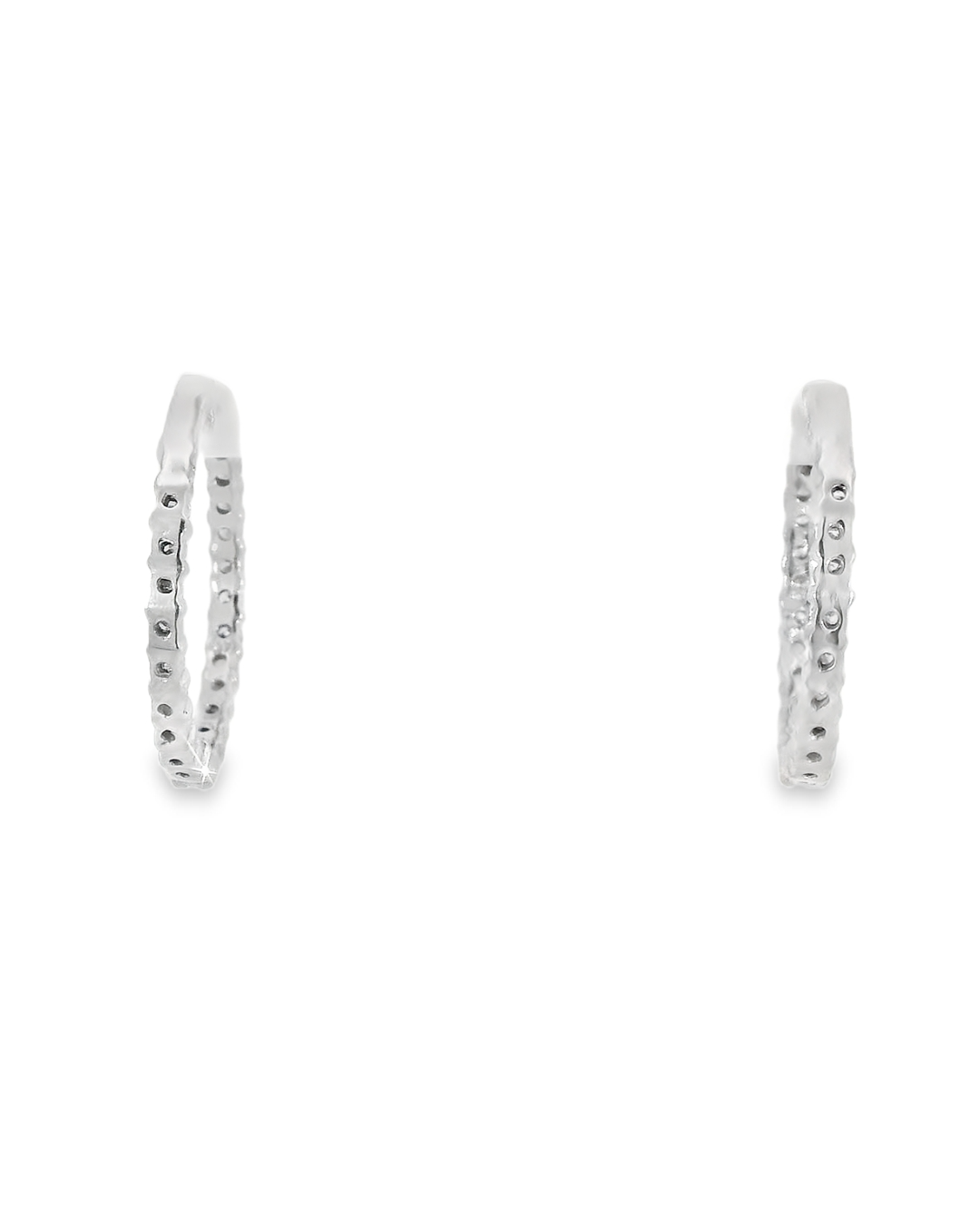 14KW Inside-Outside Diamond Hoop Earrings - 1.50ctw - Back View