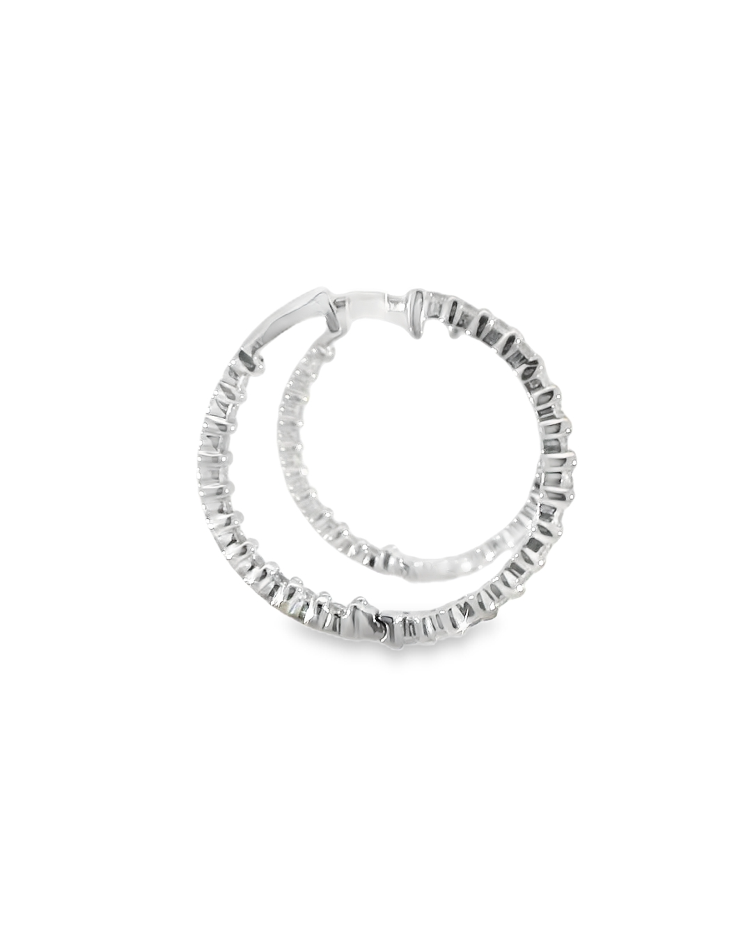 14KW Inside-Outside Diamond Hoop Earrings - 1.50ctw - Right View