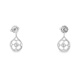 18KW Diamond Clover Earrings - 0.33ctw - Back View
