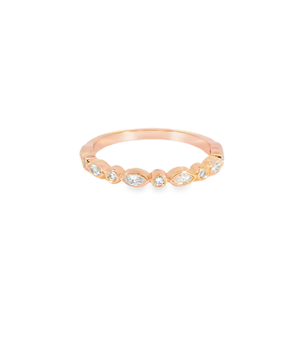 14KR Bezel-set Marquise and Diamond Band - 0.23ctw - Front View