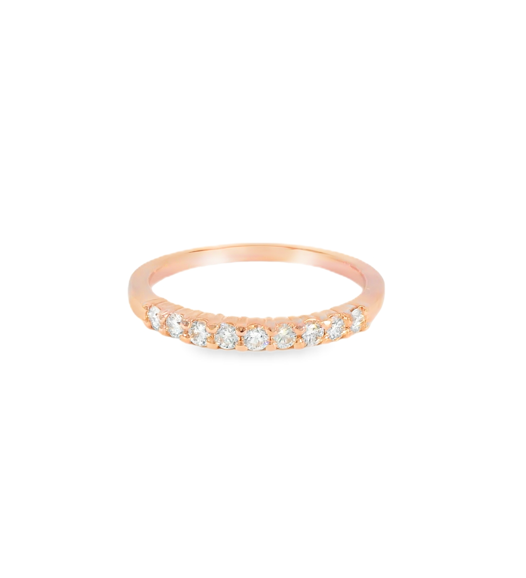 14KR Rose Gold 9-stone Diamond Band - 0.29ctw - Front View