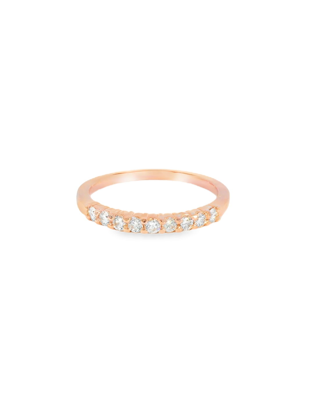 14KR Rose Gold 9-stone Diamond Band - 0.29ctw - Front View