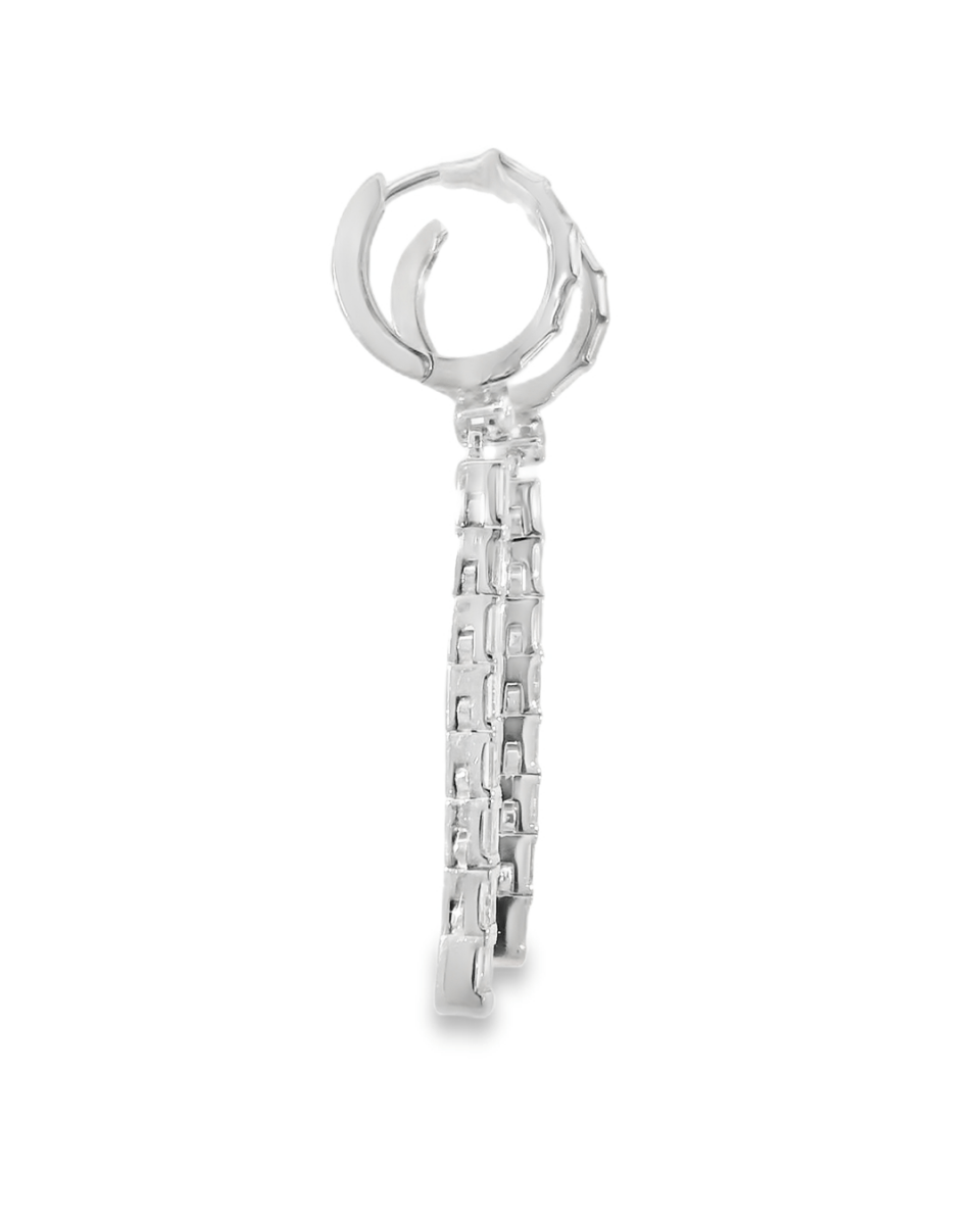 18KW Baguette Diamond Dangle Earrings 0.90cttw - Diamonds By Rothschild