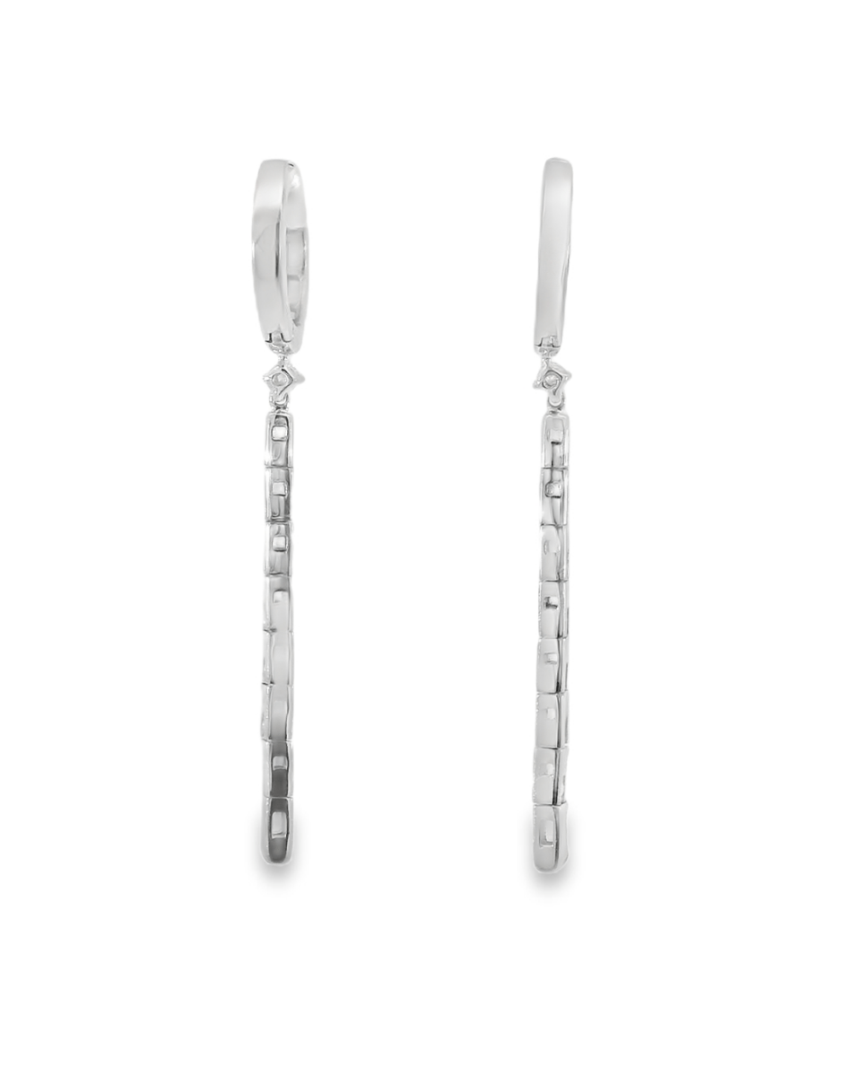 18KW Baguette Diamond Dangle Earrings 0.90cttw - Diamonds By Rothschild