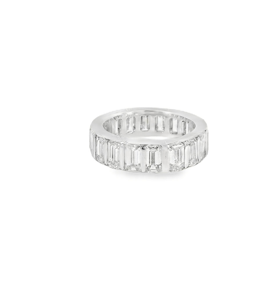 18KW Emerald Cut Diamond Eternity Band - 5.55ctw - Diamonds By Rothschild