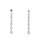 18KW Teardrop Baguette & Round Diamond Dangles 1.81cttw - Diamonds By Rothschild