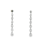 18KW Teardrop Baguette & Round Diamond Dangles 1.81cttw - Diamonds By Rothschild