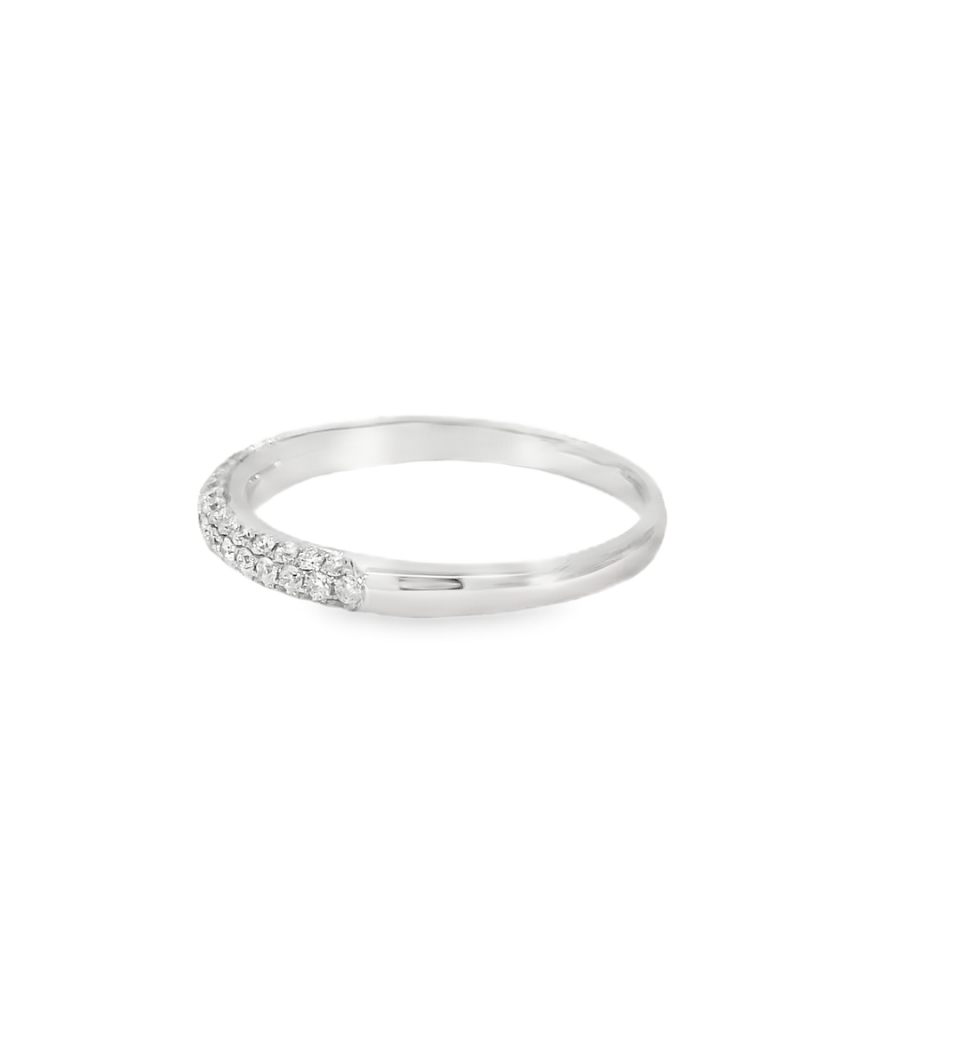 18KW White Gold 3 Row Pave Diamond Band - 0.40ctw - Diamonds By Rothschild